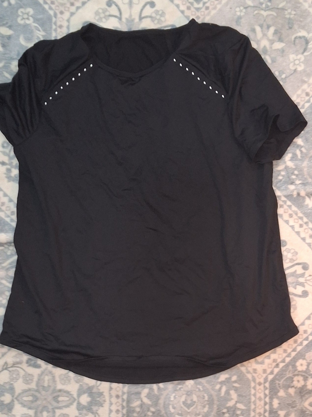 Skechers Black Short-Sleeve Active Tee with Shoulder Studs